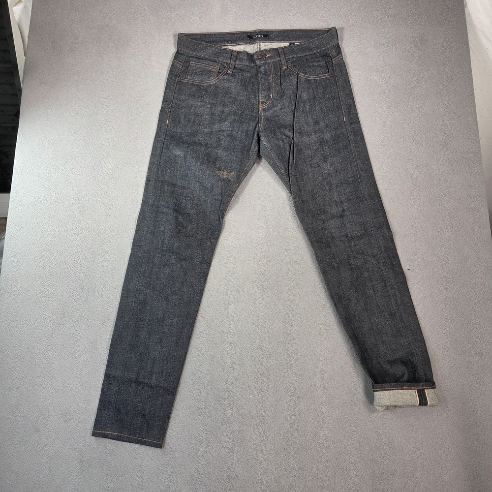 Selvedge Jeans Mens 32 Dark Wash Indigo Blue Denim Slim Tapered Stretch Casual